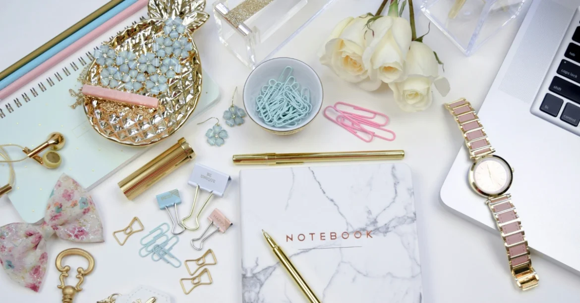 Fashion flat lay workspace