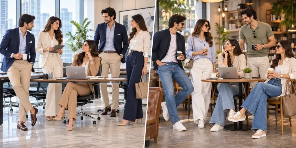 Neutral-coloured office outfits for spring