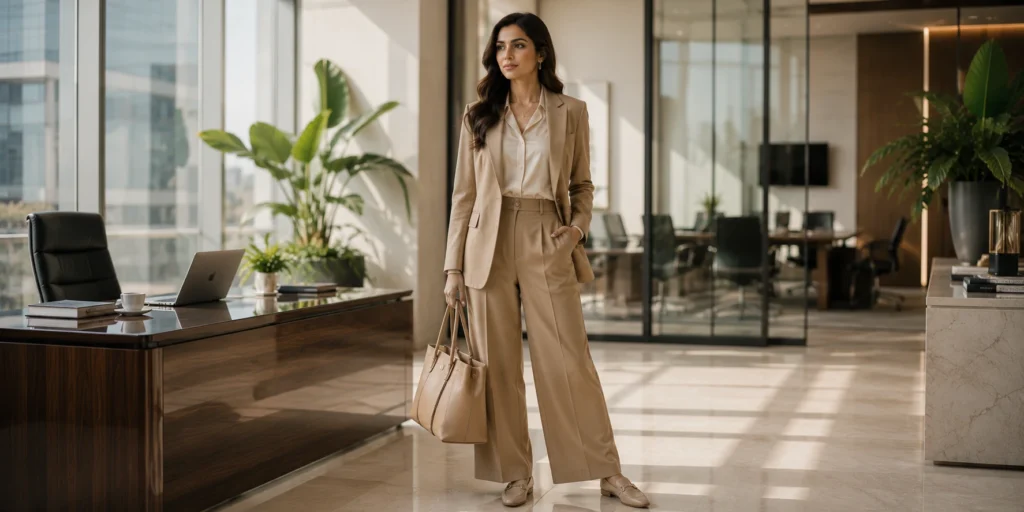 Professional colleagues walking through a corporate lobby