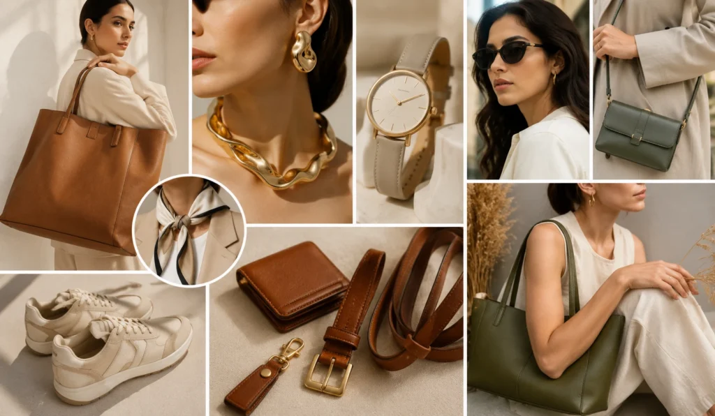 Fashion accessories trends in 2026 featuring handbags, jewelry, sunglasses and watches