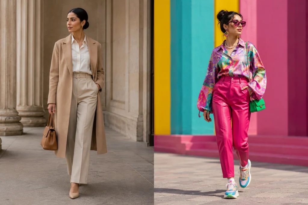 Comparison between timeless personal style and seasonal fashion trends