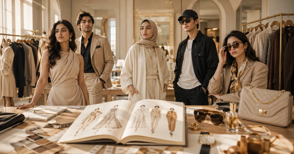 Luxury editorial image representing fashion styles, clothing, accessories, personal style, and modern fashion trends